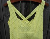 Clearance-Vintage Yellow Eyelet Dress