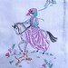 Vintage Hand Embroidered Woman Riding a Horse Table Runner