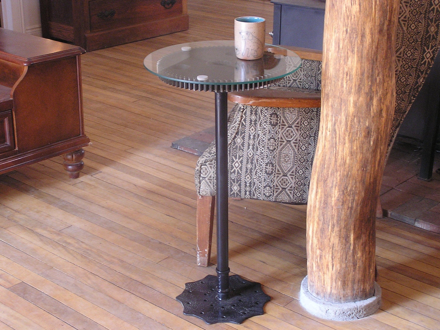 Industrial Farm Gear Table from Reclaimed Metal