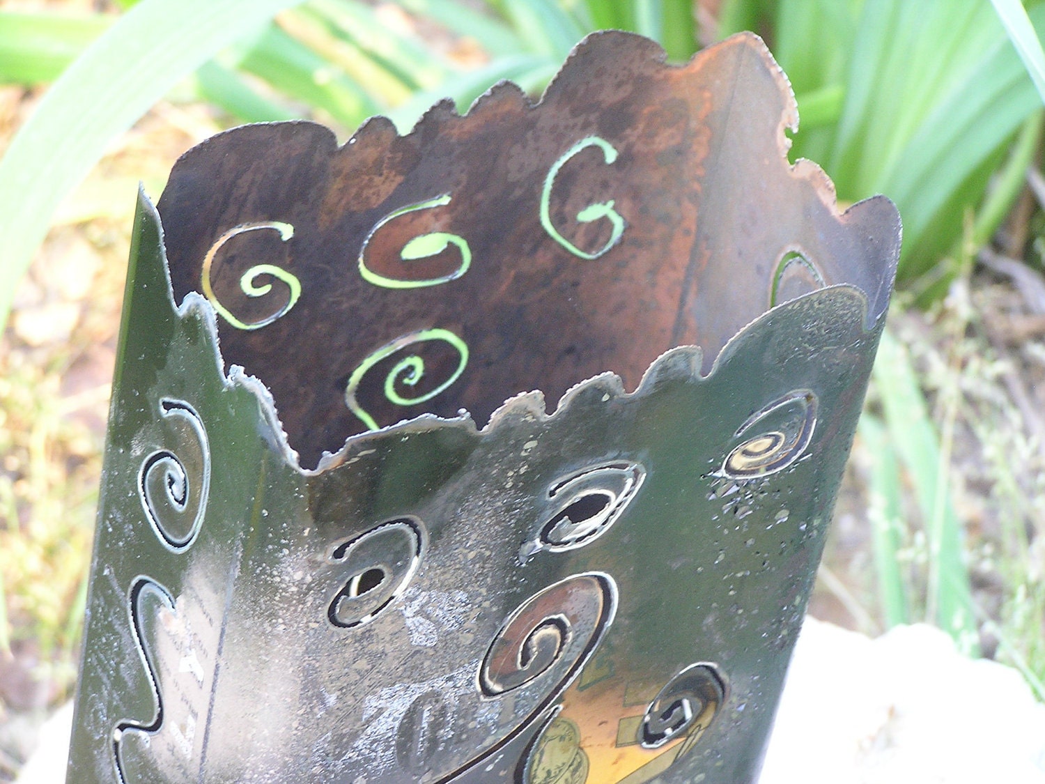 Steampunk Metal Garden Lantern- Flambe