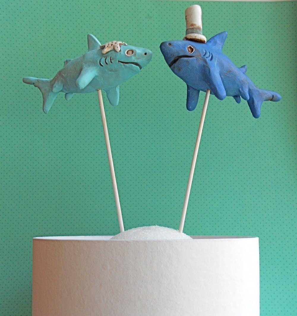 Sharks In Love wedding cake topper