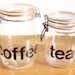 French Typography Jars: Coffee and Tea, Helvetica