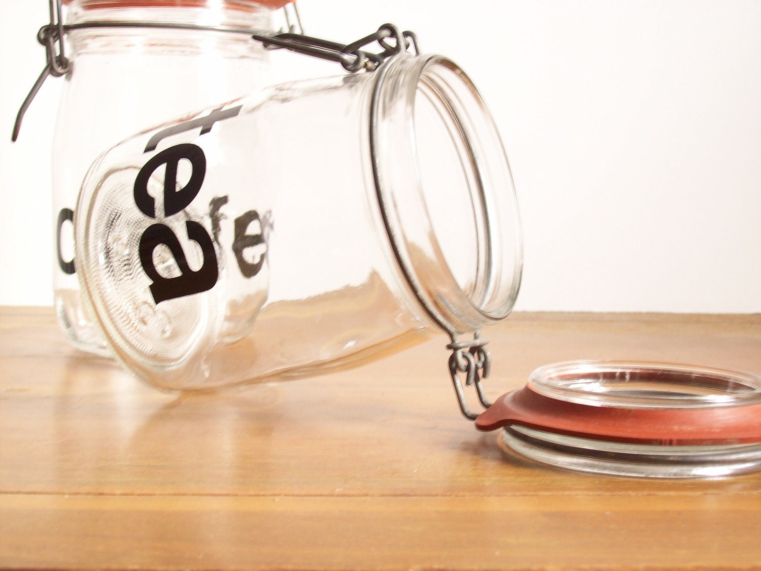 French Typography Jars: Coffee and Tea, Helvetica