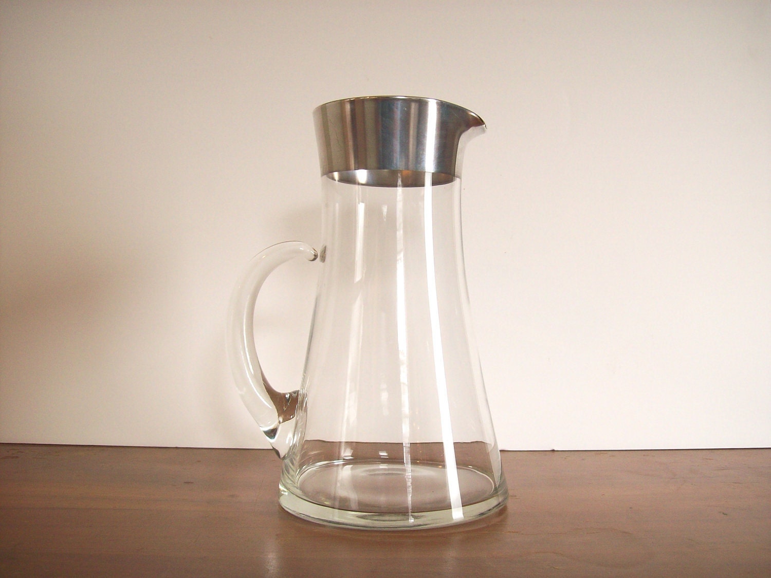 Dorothy Thorpe Silver Band Pitcher, Vintage Cocktail Pitcher, Mad Men Style