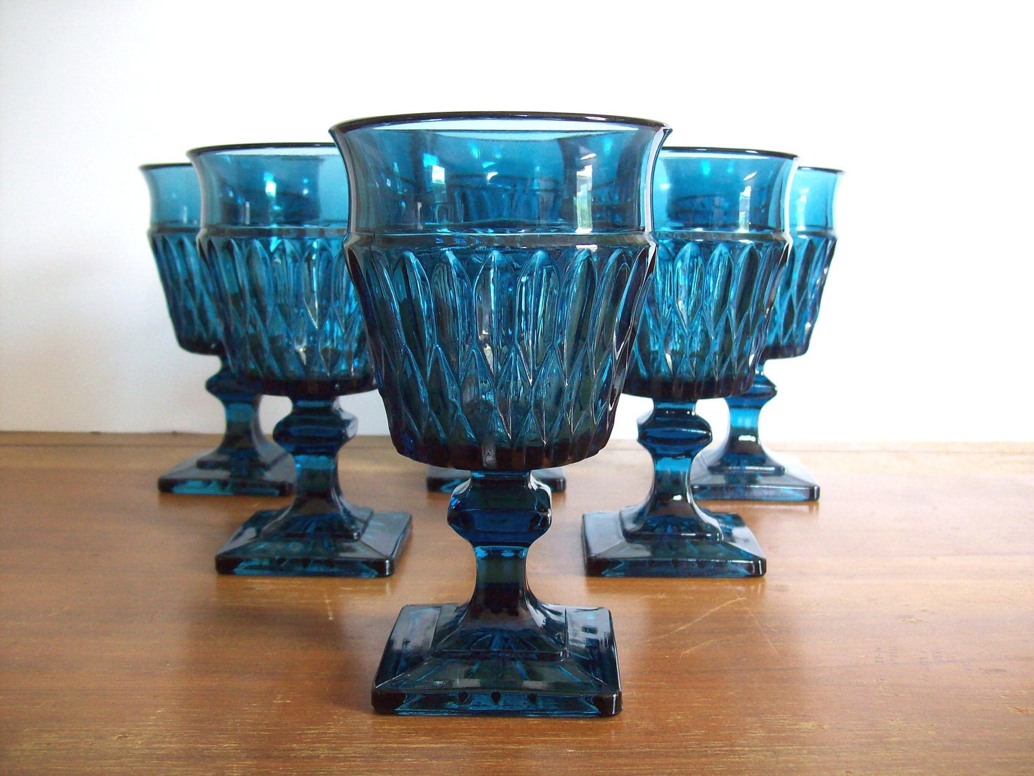 Vintage Blue Goblets Cocktail Glasses Cobalt by tatterandfray