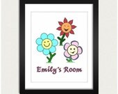 Personalized Kids Poster / Custom Name Print / Flower Power - Personalized - Kids Room - 8x10 Art Print