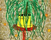 Mosaic Stained Glass Plant Original Artwork