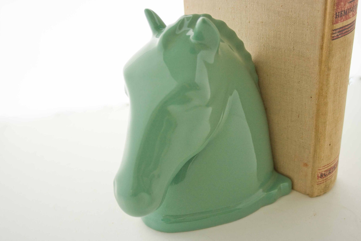 RESERVED :) Abingdon Jadeite Green Horse Bookend