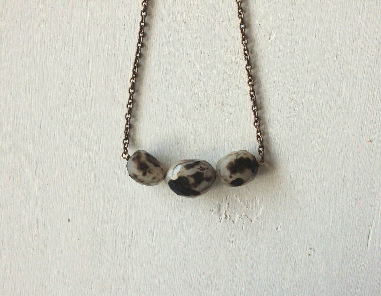 Chunky gemstone necklace. Sardonyx nuggets. Jordan.