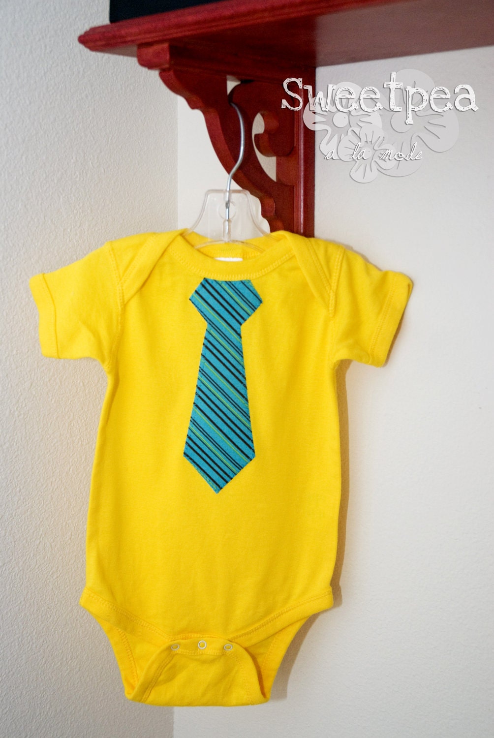 The Jackson - Made to Order yellow bodysuit with teal striped tie