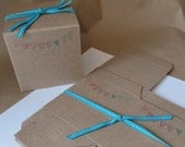 Party Banner Gift Packaging - Hand stamped 4x4x4 Kraft Box  -- Set of 4