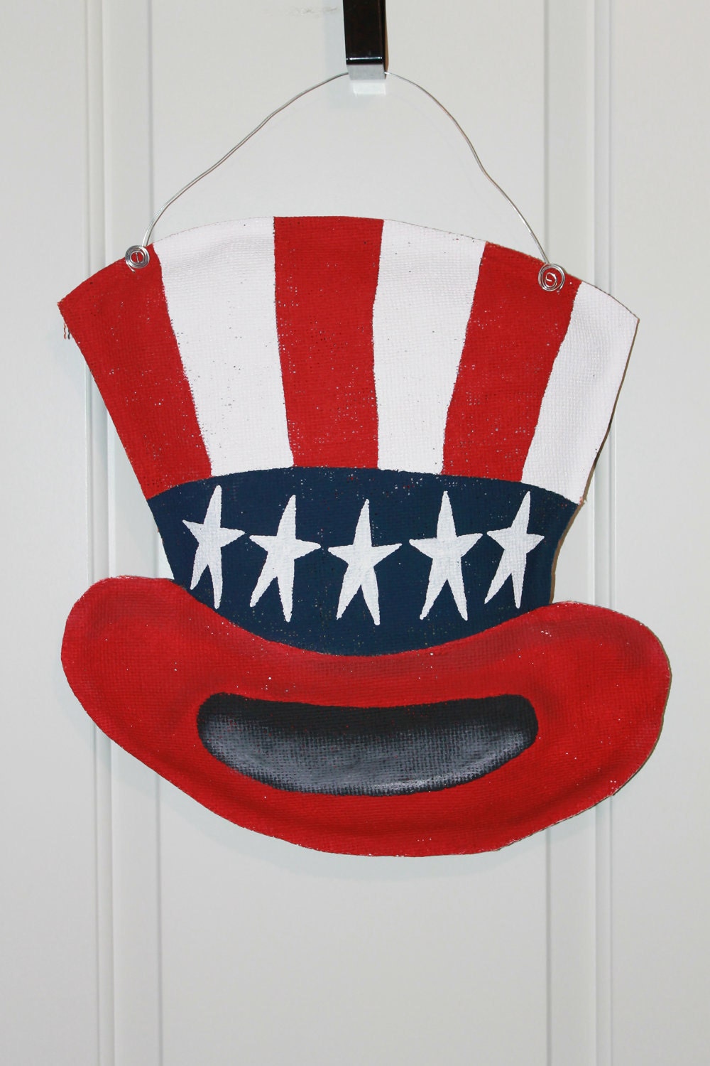 Uncle Sam Hat Burlap Door Hanger