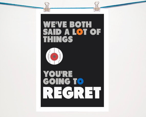 Portal Typography quote print A3 poster Portal Glados quote