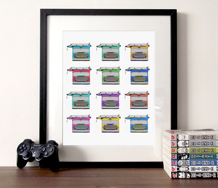 Vintage Typewriter Illustration poster print A3