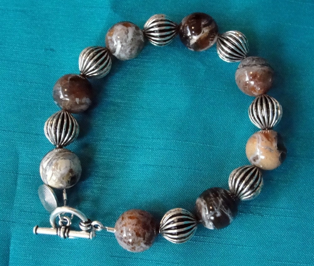 Brandy Opal and Metal Bead Bracelet, One of a Kind