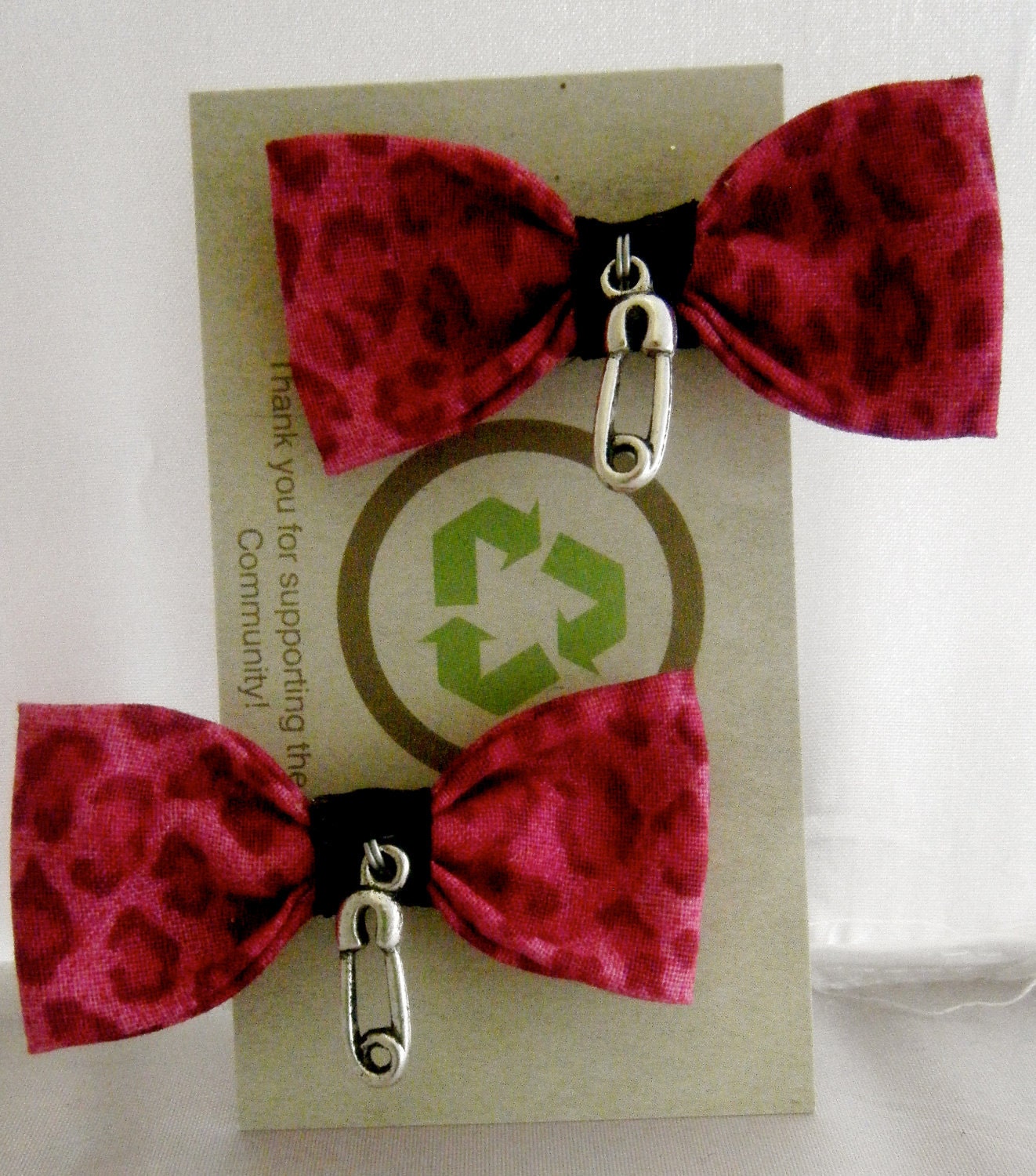 Pink Leopard Safety Pin hairbows