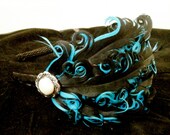 Vintage inspired Turquoise  and black Nagorie headband