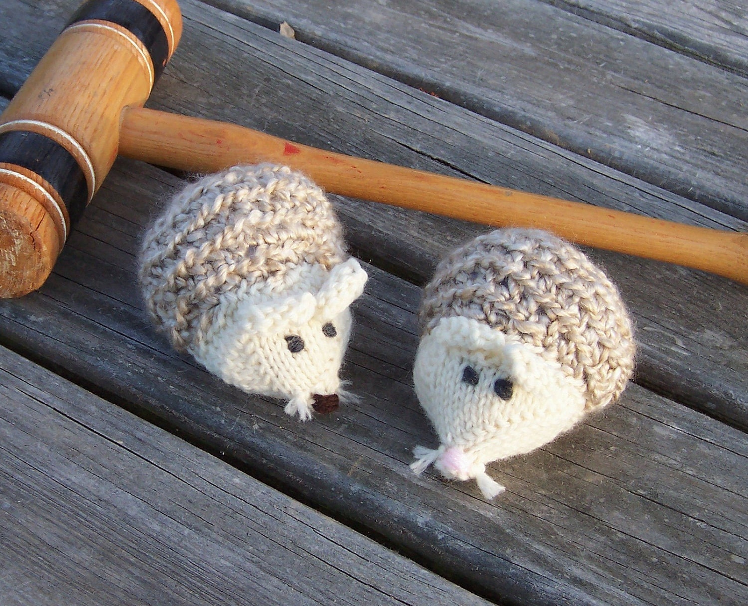 Cat Toys Knitted - Hedgehogs - Set of Two with Catnip, Alice in Wonderland croquet balls Donation made to Kentucky Tails