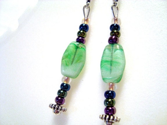 Dangle Earrings green, Royal Blue, purple Dangle Charm Earrings.