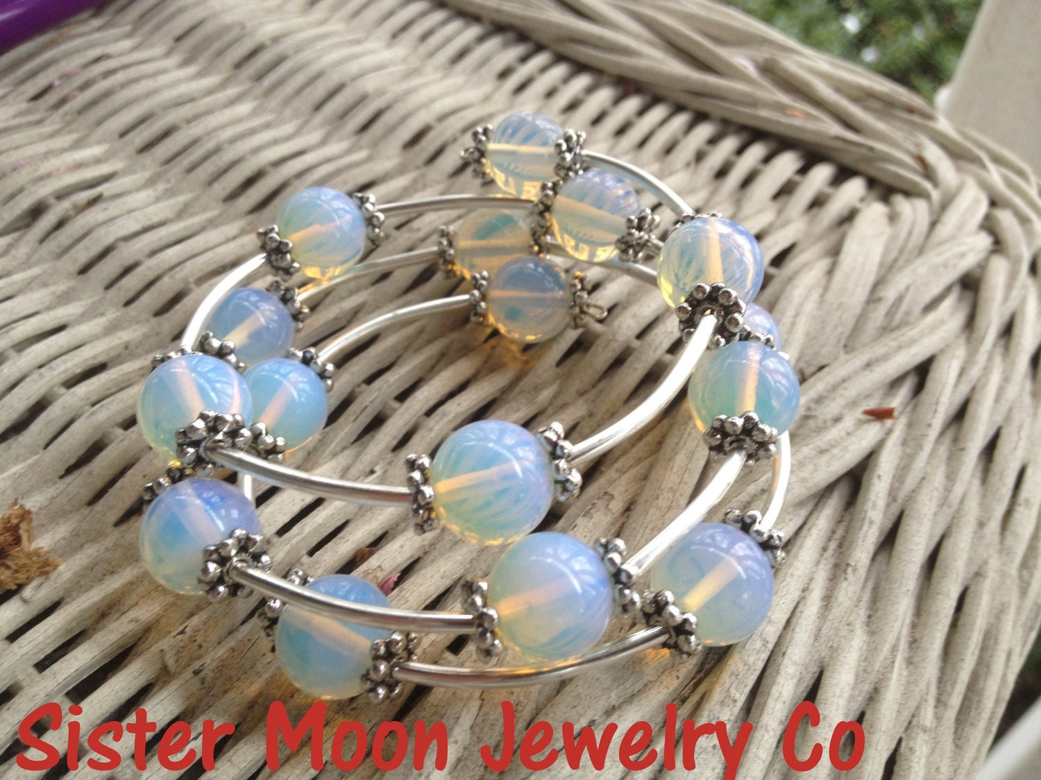 Moonstone and Silver Wrap Bracelet POSITIVELY GLOWS Beyond Beautiful