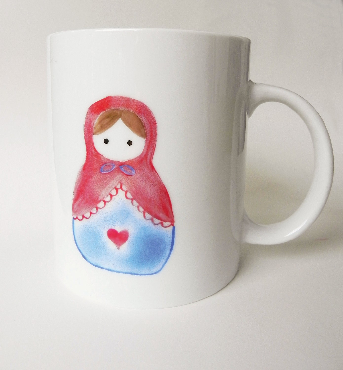 Babushka doll Matryoshka hand painted porcelain cup