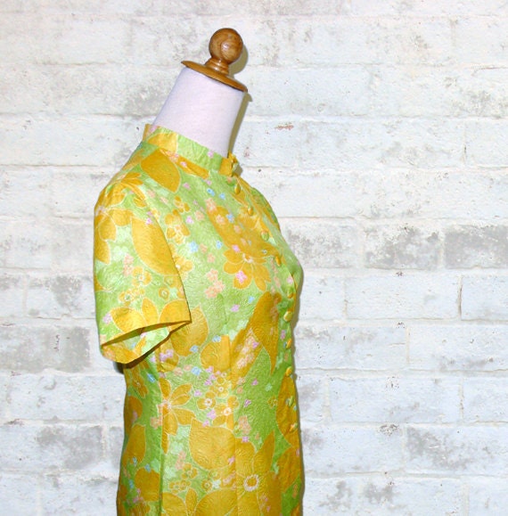 Vintage 60's PAPER Dress Mod Floral Print XS
