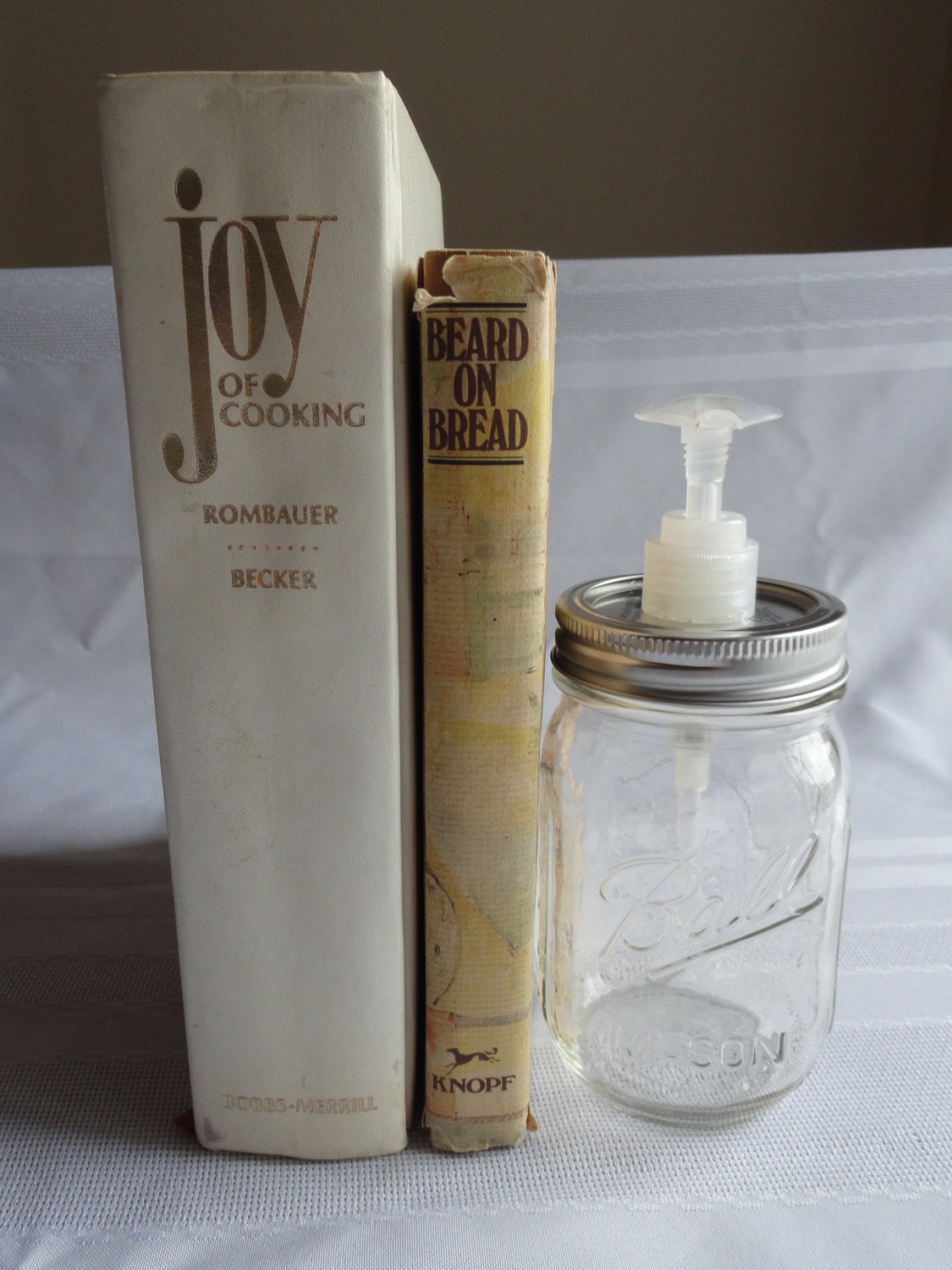 Mason Jar Soap Pump/ Dispenser,  1 pint clear mason jar, Vintage, Upcycled, Also Lotion