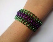 Green and Purple Chain Mail Bracelet