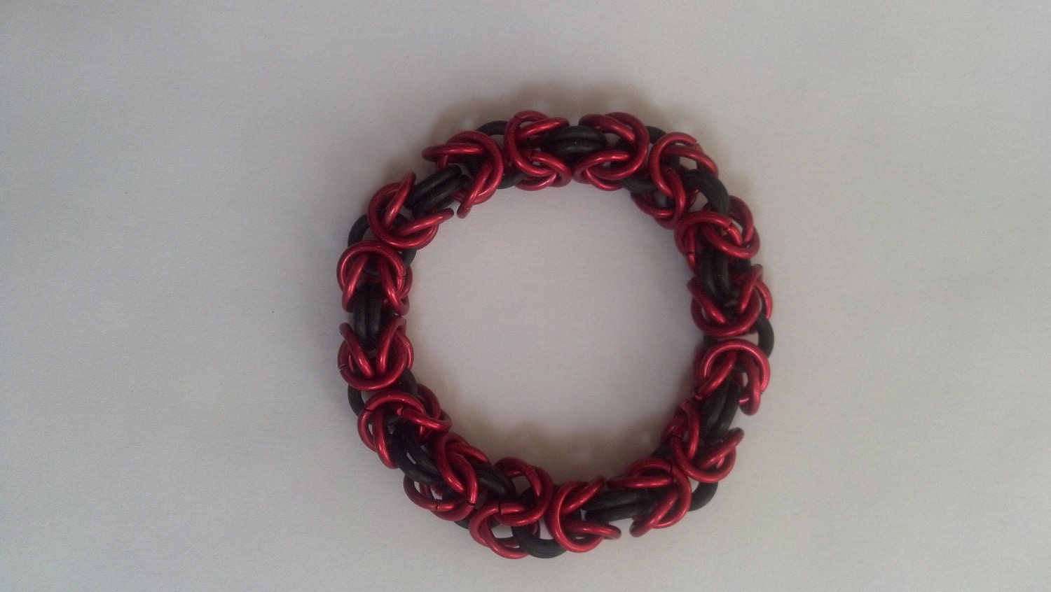 Red and Black Byzantine Chain Mail Bracelet