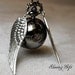 Golden Snitch WATCH necklace silver Double side wings, Cute Black ball