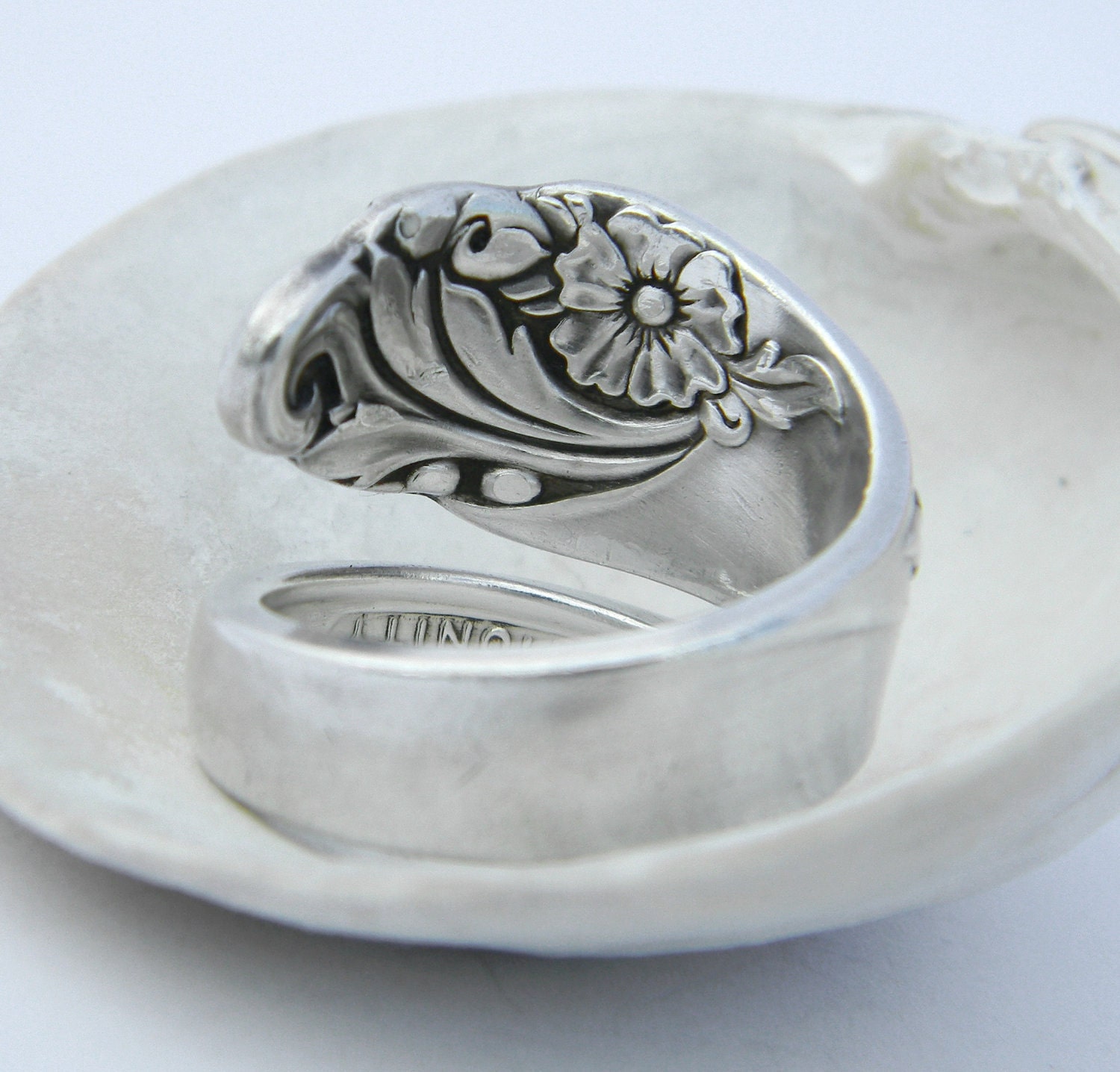 Antique Spoon Ring - Evening Star 1950- Silverware Jewelry