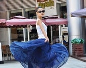 Charming Dark Blue Flowing Big Sweep Long Maxi Skirt and Dress (No.4 Color) - NC059