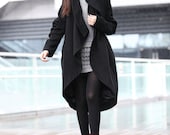Black Bud Cashmere Coat Long Woolen Winter Coat Long Sleeves Wool Jacket Woman outwear - NC197