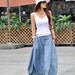 Sexy Grey-blue Skirt Linen Bud Long Maxi Skirt - NC024