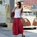 Romantic Bud Skirt Summer Skirt Linen Skirt in Wine Red - NC046