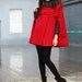 RED Cape Coat Double Breasted Cape Hooded Wool Winter Cape Coat Hood Wool Cloak Hoodie Cashmere Cape Jacket for Women - NC228
