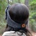 Hand Crochet Ear Warmer - Headband - with Pinwheel Flower in Heather Grey 100% Cotton for Women - SALE