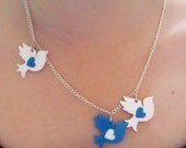 Doves and hearts acrylic necklace