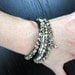 Gemstone Bead Bracelet Set / Dalmatian Jasper & Silver Bracelets / Crystal Charm / Multiple Strand / Toggle Clasp
