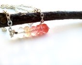 Tourmaline Necklace. October Birthstone. Shaded Pink Gemstone.