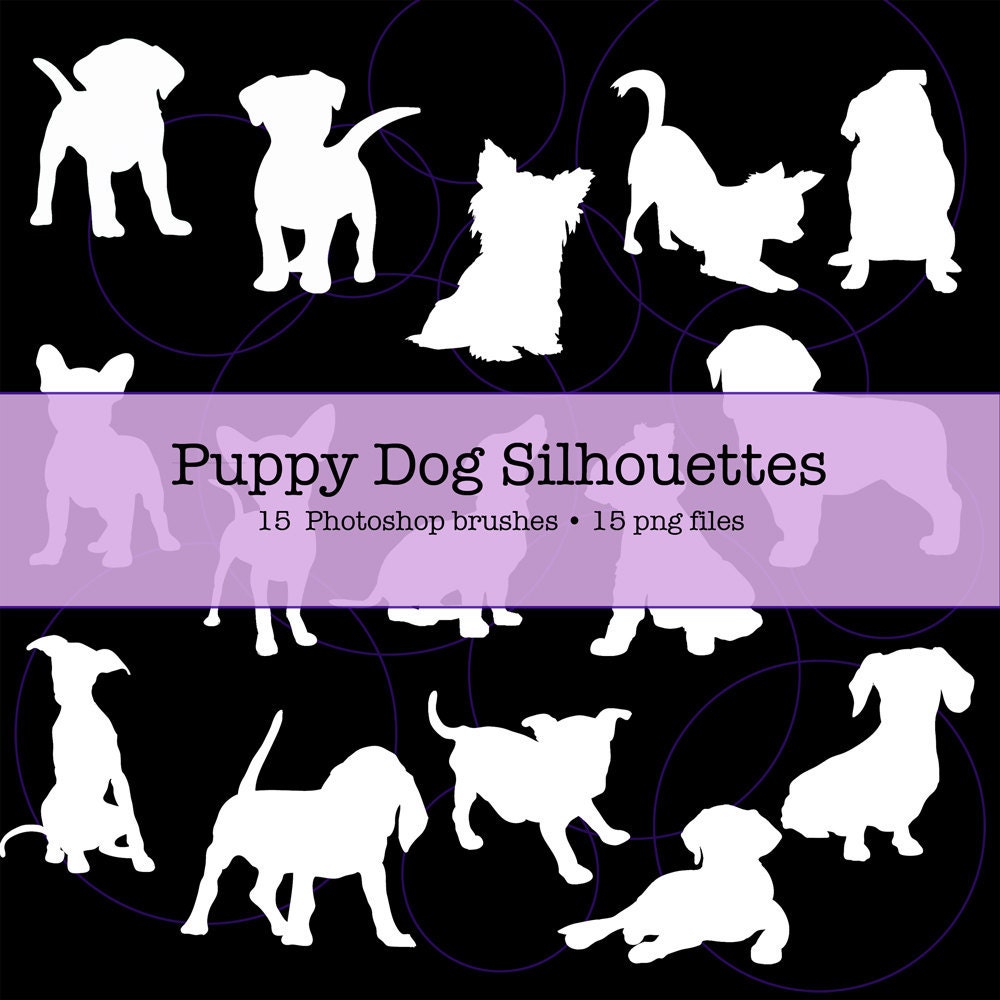 Puppy Dog Silhouettes Photoshop Brush Set