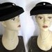 SALE - Vintage MARTHA GENE 1950s Black Velvet Hat with Rhinestone Star Accent