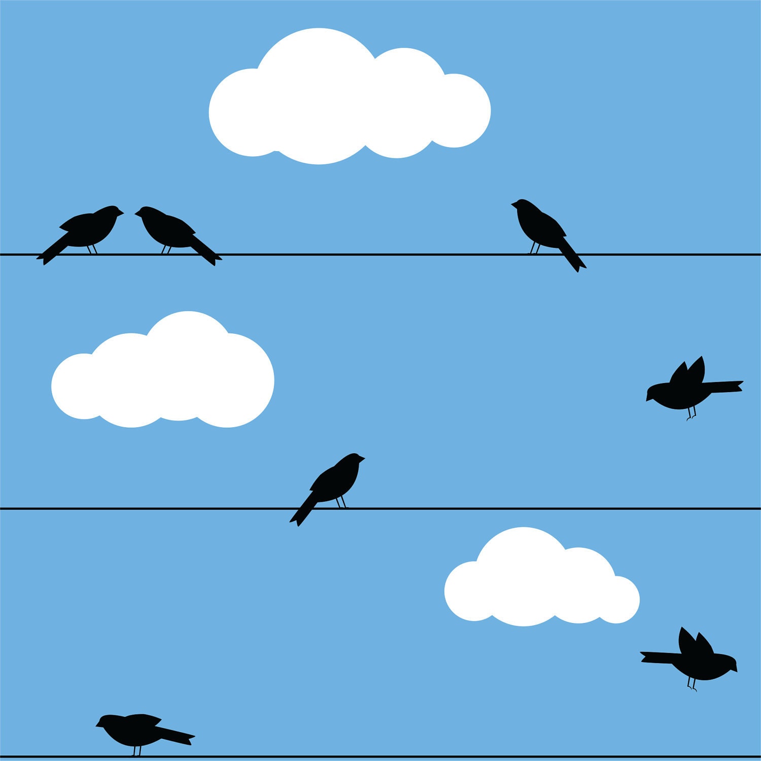 Bird Wall Decals - Birds on Wires