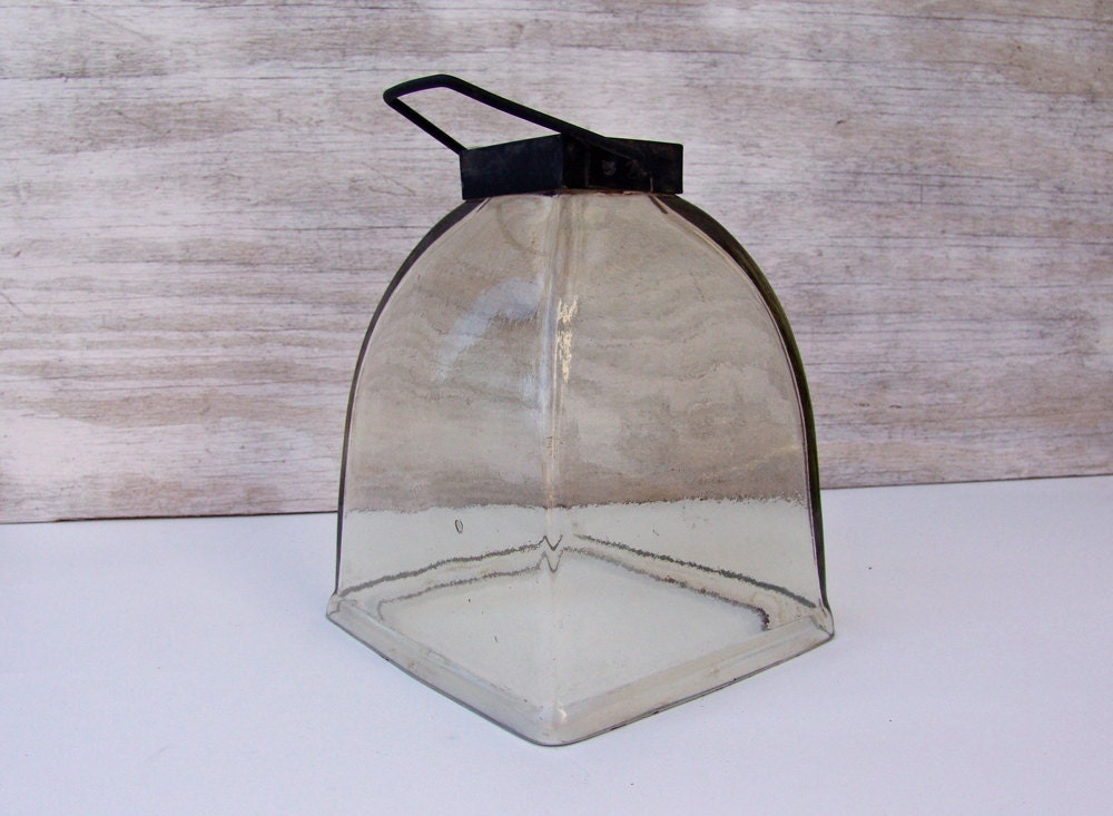 Vintage Glass Dome Light Metal Handle