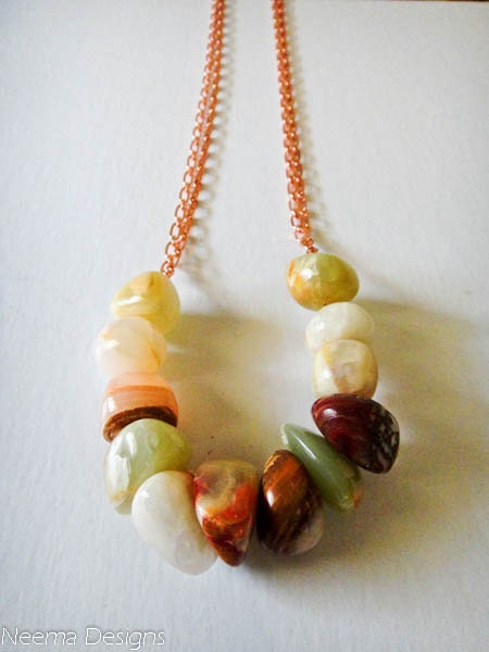 Onyx U Double Chain Necklace. Italian Onyx with rose gold chain. 24K gold clasp. Stone & Flair Collection