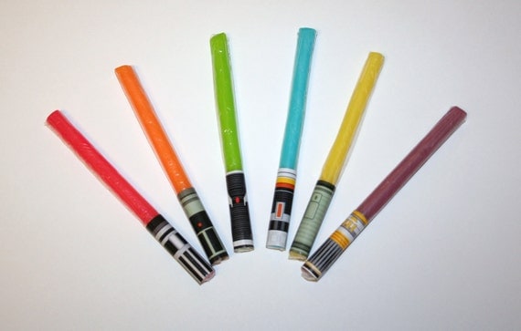 20 Star Wars Candy Lightsabers Similar to Darth Vader, Yaddle, Obi Wan Kenobi, Qui Gon Jin, Darsha Assant and Mace Windu