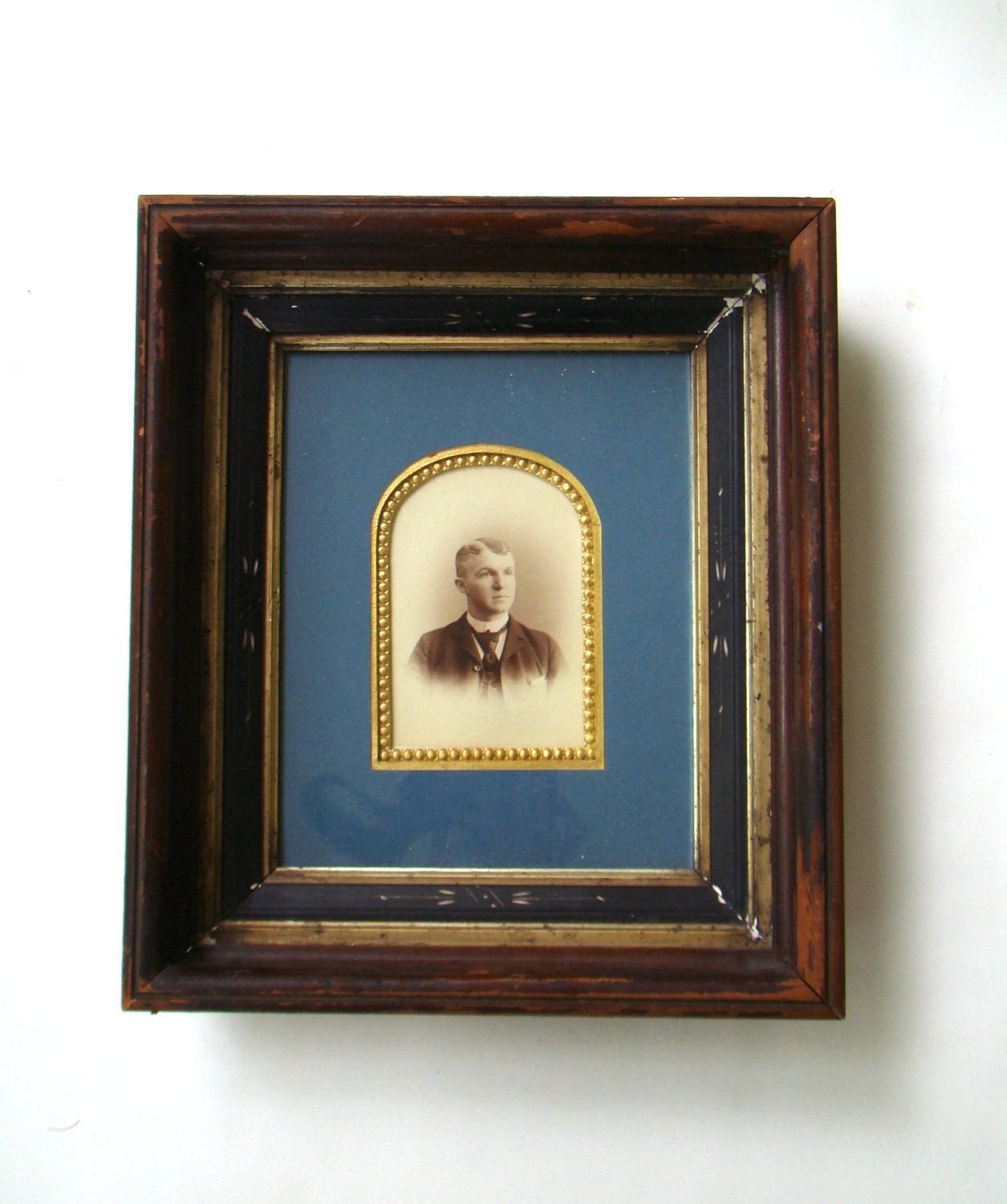 Antique Frame Home Decor - Multi-level Moulding with cabinet card Photograph