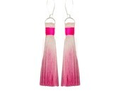 Mini fringe tassel earrings in ombre hot pink