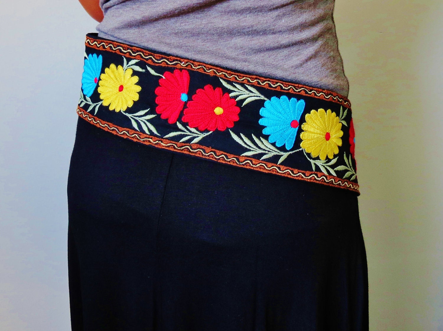 Embroidered Fabric Belt