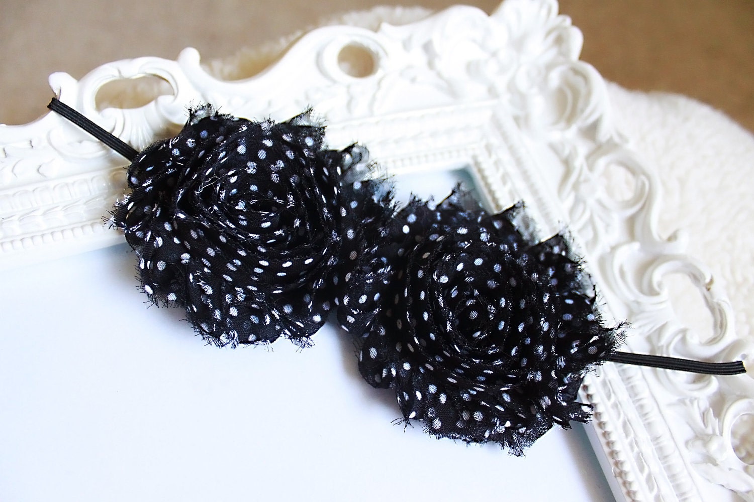 Baby flower headband, black and white headband, infant headband, newborn headband